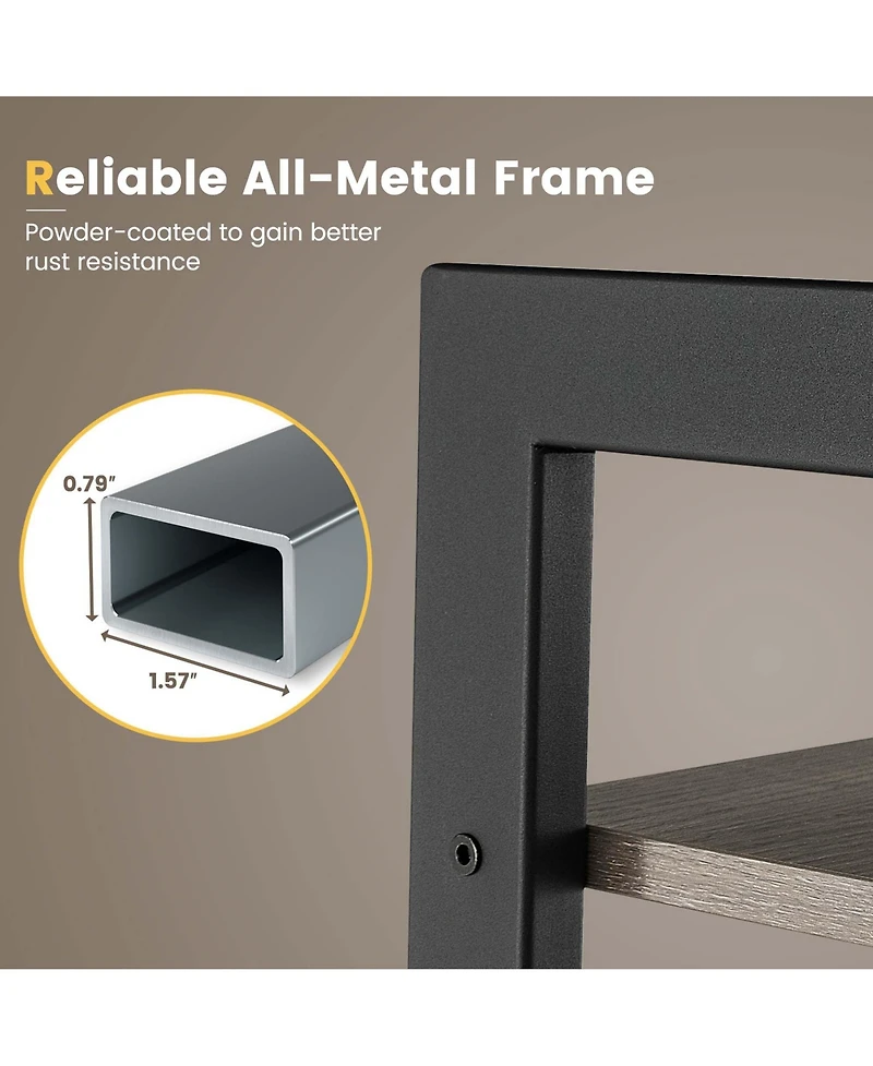 4-Tier Bookshelf Industrial Display Storage Shelf Plant Flower Stand Metal Frame