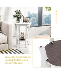 2-Tier End Table 18'' Round Compact Sofa Side Nightstand with Storage Shelf