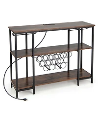 Cabinet Bar Table Rack for Drinks Glasses with Power Outlets