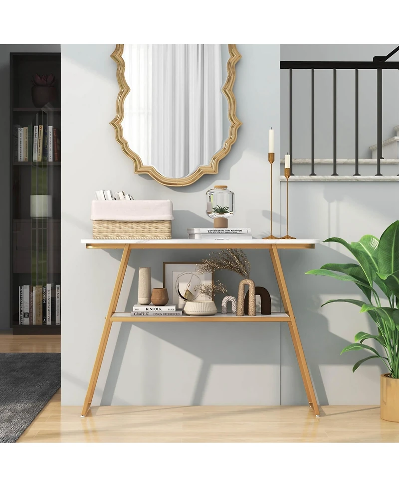 44'' Long Narrow Couch Table 2-Tier Console Table Entryway Table