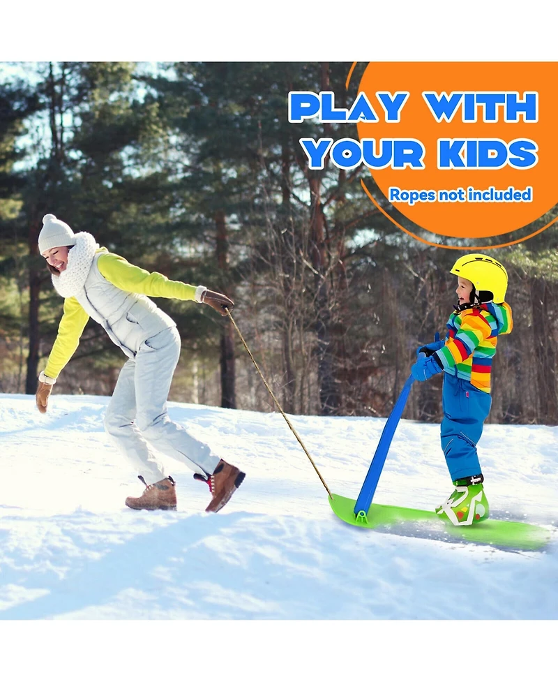 Folding Snow Scooter W/Grip Handle Portable Snow Sled for Kids Teenagers