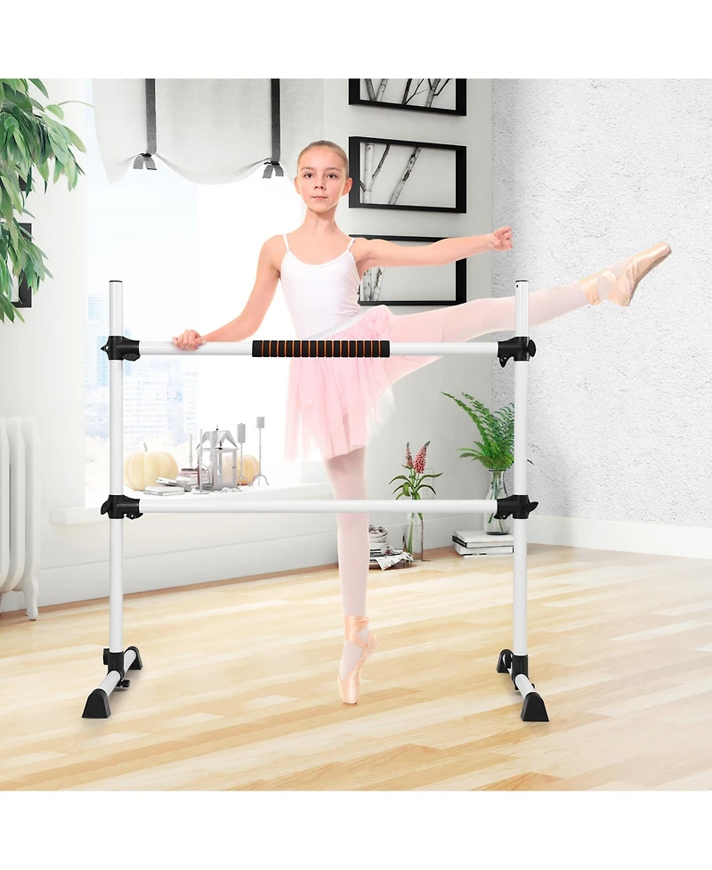 Portable Ballet Barre 4ft Freestanding Adjustable Double Dance Bar