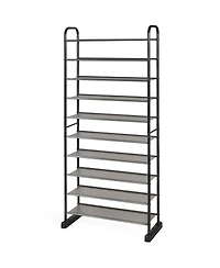 10-Tier Shoe Rack Space-saving Shoe Organizer W/Metal Frame Shoe Tower
