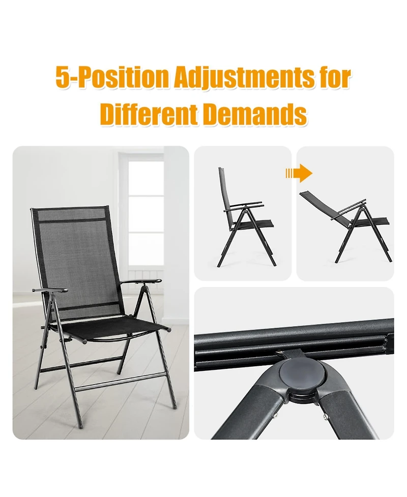 Costway Set of 2 Patio Folding Chair Recliner Adjustable