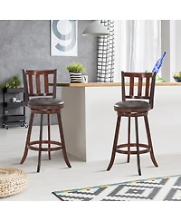 Set of 2 29.5'' Swivel Bar stool Leather Padded Dining Pub