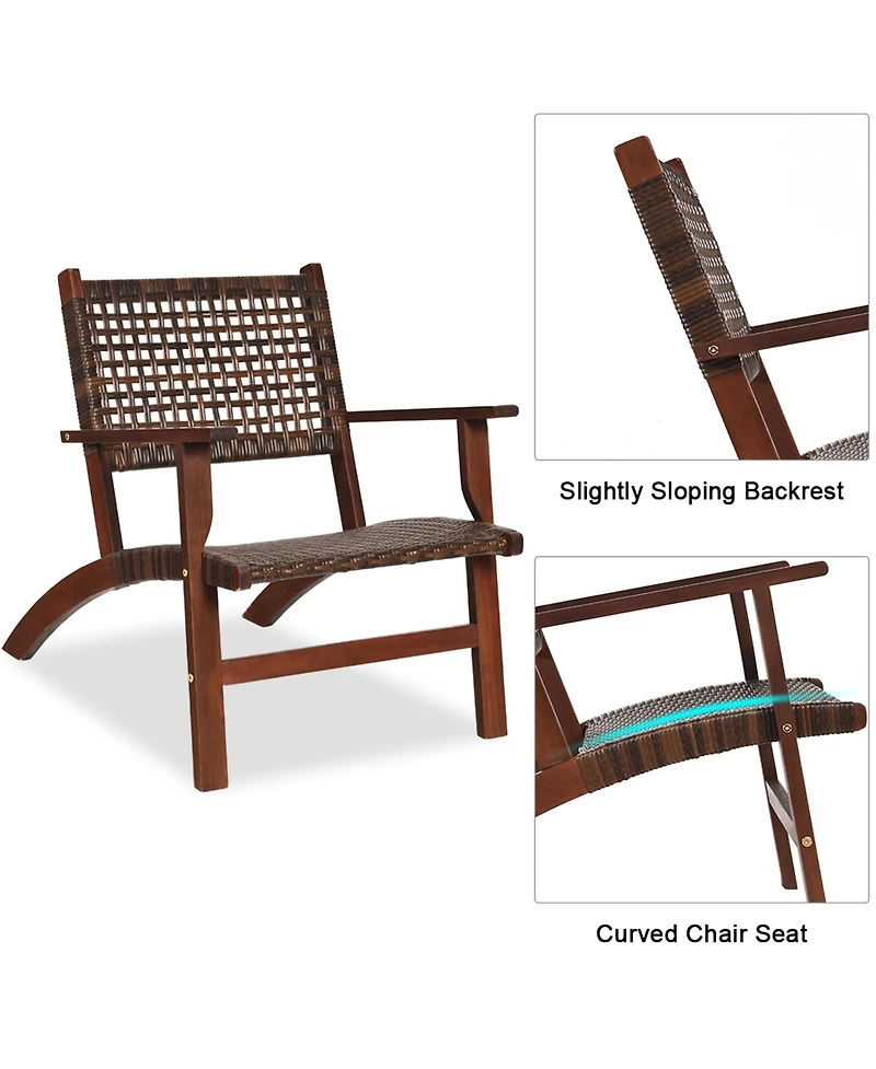 Costway 3PCS Patio Rattan Furniture Set Coffee Table