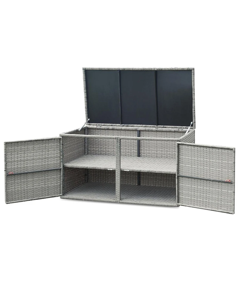 88 Gallon Garden Patio Rattan Storage Container Box Bin Shelf