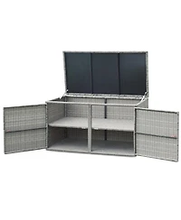 88 Gallon Garden Patio Rattan Storage Container Box Bin Shelf