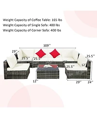 Costway 7PCS Patio Rattan Furniture Set Sectional Sofa Garden