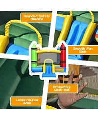 Inflatable Bounce House Kids Jumping Castle w/ Slide Ocean Balls & 480W Blower