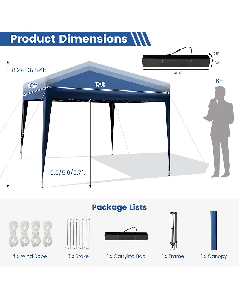 Patio 10x10ft Outdoor Instant Pop-up Canopy Folding Sun Shelter Carry Bag