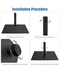 20'' Square Patio Umbrella Base Weighted 35 Lbs Outdoor Market Stand Footpads