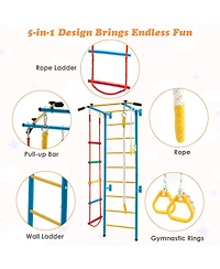 5 in 1 Kids Indoor Gym Playground Swedish Wall Ladder Children Home Climbing Gym