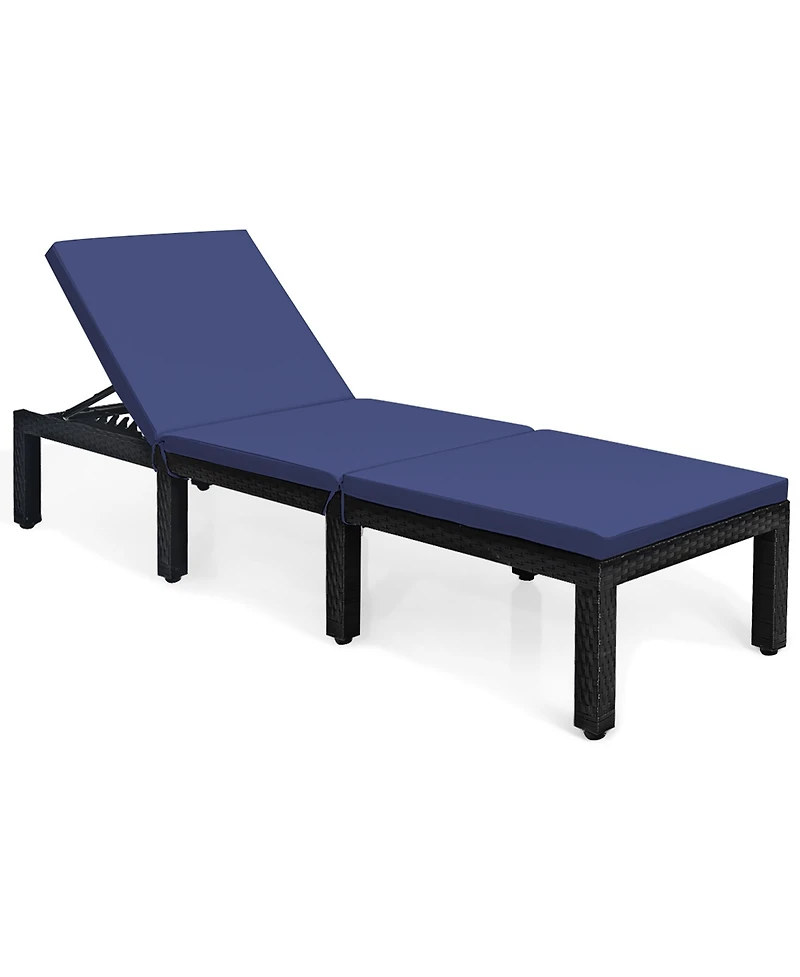 Costway Patio Rattan Lounge Chair Chaise Recliner Adjust Cushion