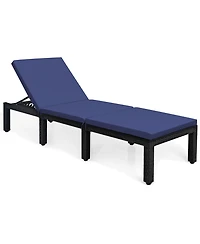 Costway Patio Rattan Lounge Chair Chaise Recliner Adjust Cushion