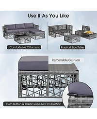 5 Pieces Patio Pe Rattan Wicker Sofa Furniture Set Cushioned Outdoor