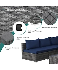 Costway 7PCS Patio Rattan Furniture Set Sectional Sofa Cushioned Garden