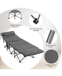 Folding Retractable Travel Camping Cot w/Removable Mattress & Carry Bag