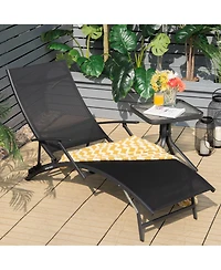 Costway 2PCS Patio Folding Lounge Chair Chaise Recliner Adjustable Stackable W/Armrest