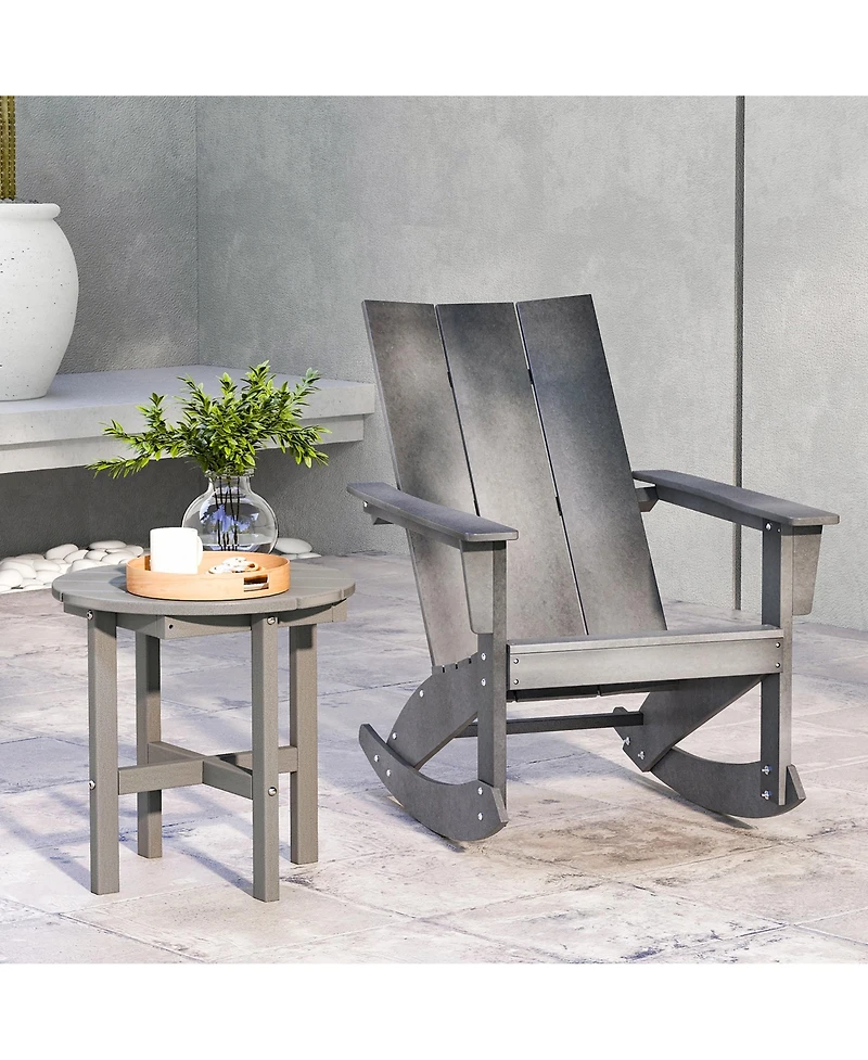 Costway Patio 18'' Adirondack Round Side Table All Weather Hdpe End Table Outdoor