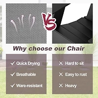 2pcs Patio Folding Sling Chairs Dining Armrest Backrest Outdoor Portable
