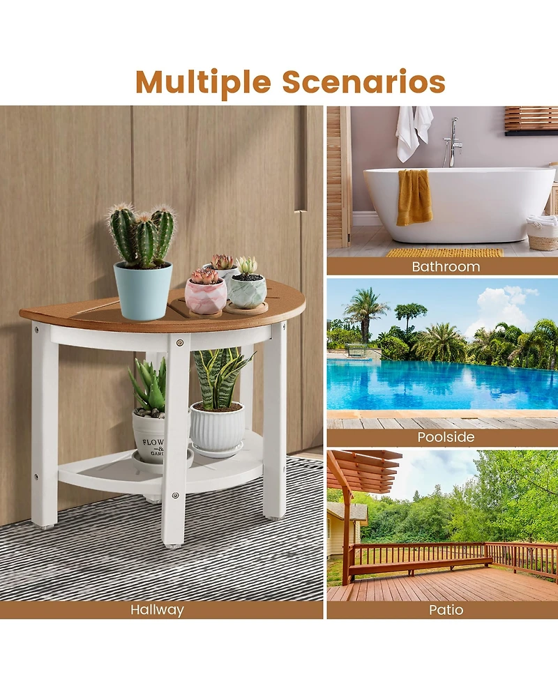 Waterproof Hdpe Semicircular Shower Bench 2-Tier Bath Spa Bench