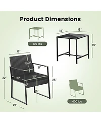 Costway 3pcs Patio Furniture Set Heavy Duty Cushioned Wicker Rattan Chairs Table Outdoor