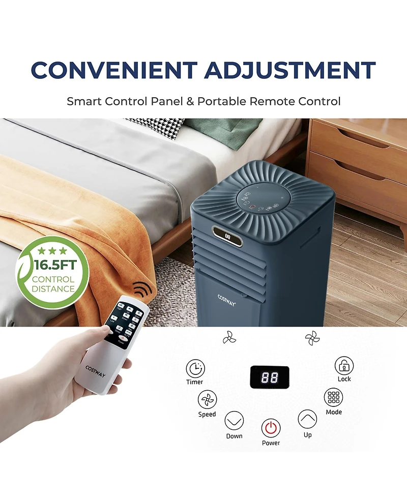 8000 Btu Portable Air Conditioner w/ Remote Control 3-in-1 Cooler Drying