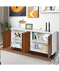 Buffet Server Sideboard Kitchen Storage Cabinet Cupboard with Shelves & 4 Doors