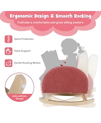 Kids Rocking Chair Children Armchair Velvet Upholstered Sofa w/ Solid Wood Legs