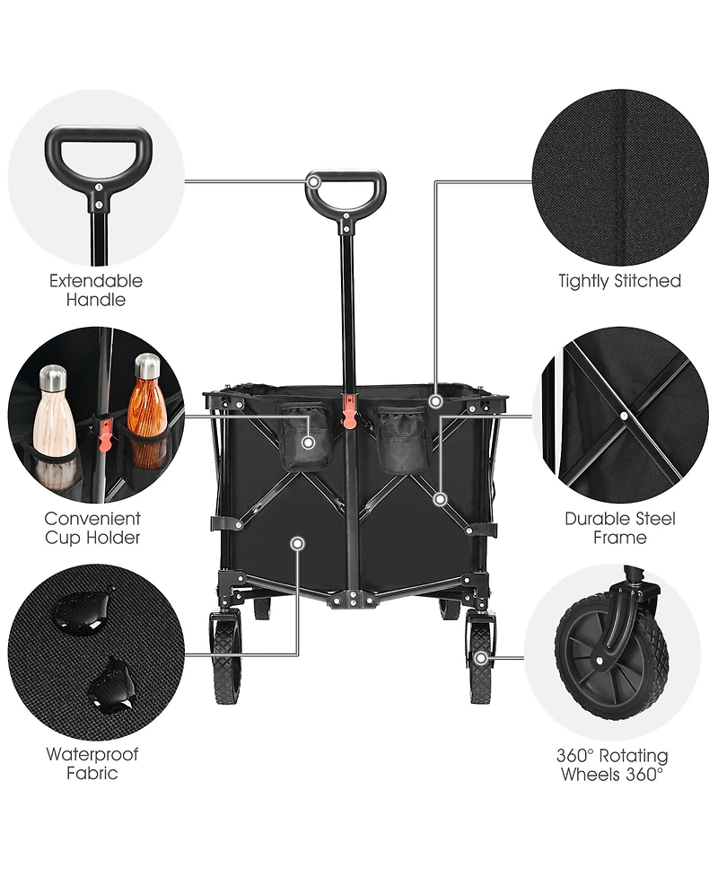 Collapsible Folding Wagon Cart Outdoor Utility Garden Trolley Buggy Shopping Toy
