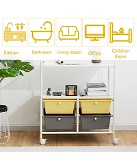 Rolling Storage Cart w/4 Drawers 2 Shelves Metal Rack Shelf Utility Organizer