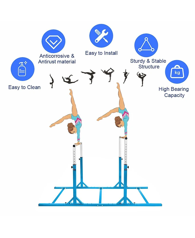 Costway Kids Gymnastics Parallel Bars Double Horizontal Bars Adjustable