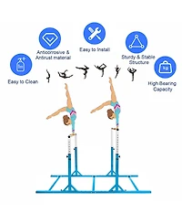 Costway Kids Gymnastics Parallel Bars Double Horizontal Bars Adjustable