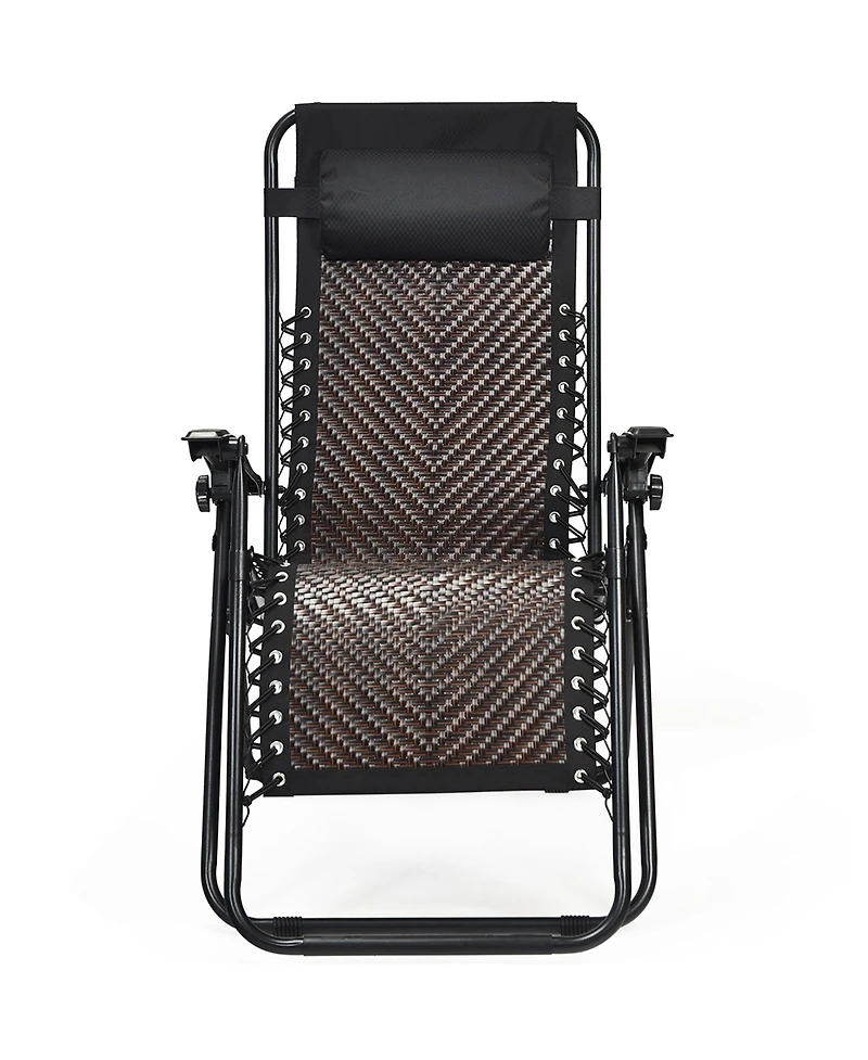 Patio Rattan Zero Gravity Lounge Chair Folding Recliner