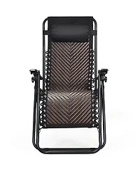 Patio Rattan Zero Gravity Lounge Chair Folding Recliner
