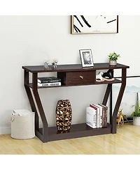 Costway Modern Sofa Accent Table with Drawer Entryway Hallway Hall