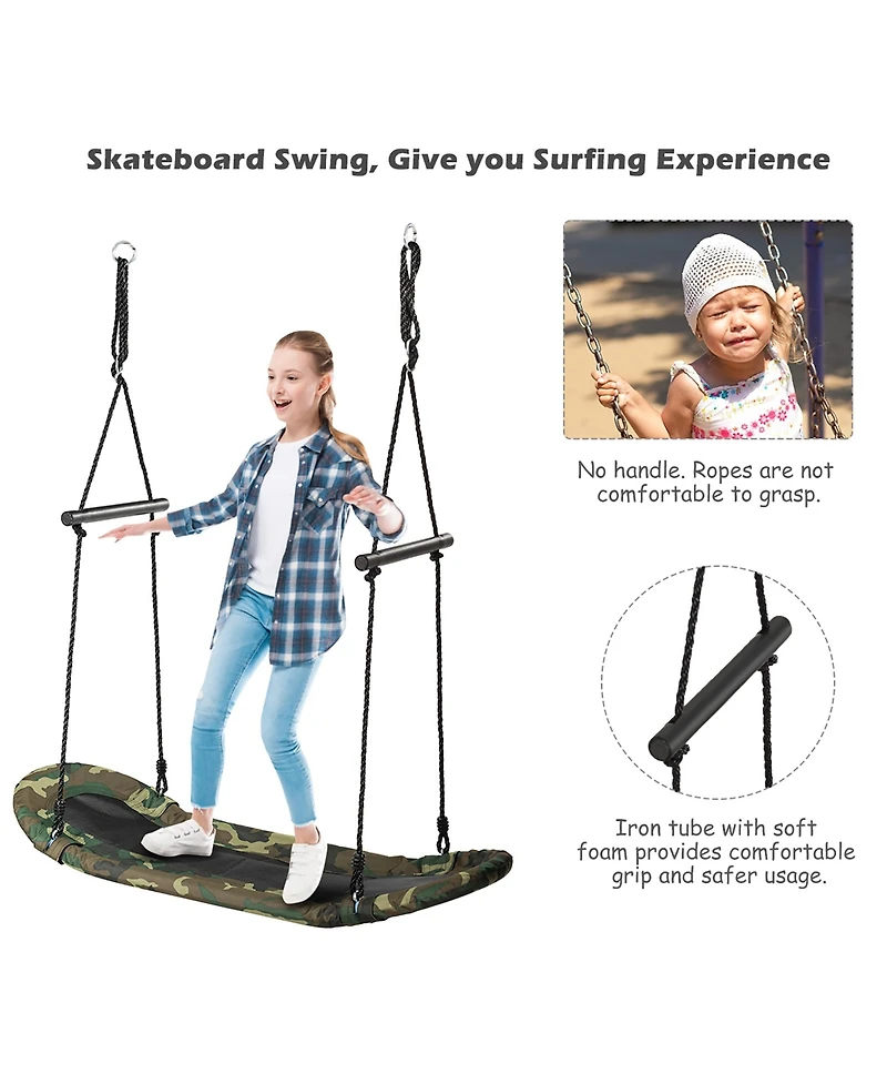 Saucer Tree Swing Surf Kids Outdoor Adjustable Swing Set w/ Handle