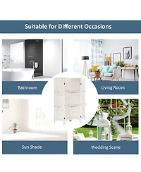 4 Panel Folding Room Divider Screen W/3 Display Shelves 5.6 Ft Tall