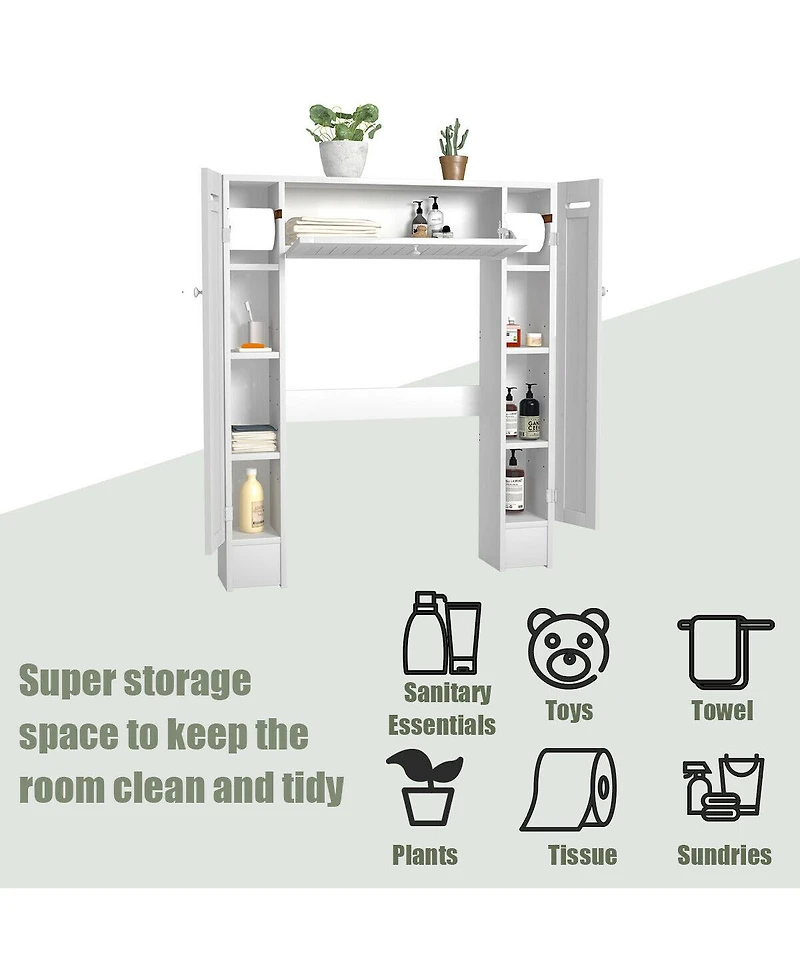 Wooden Over The Toilet Storage Cabinet Drop Door Spacesaver Bathroom