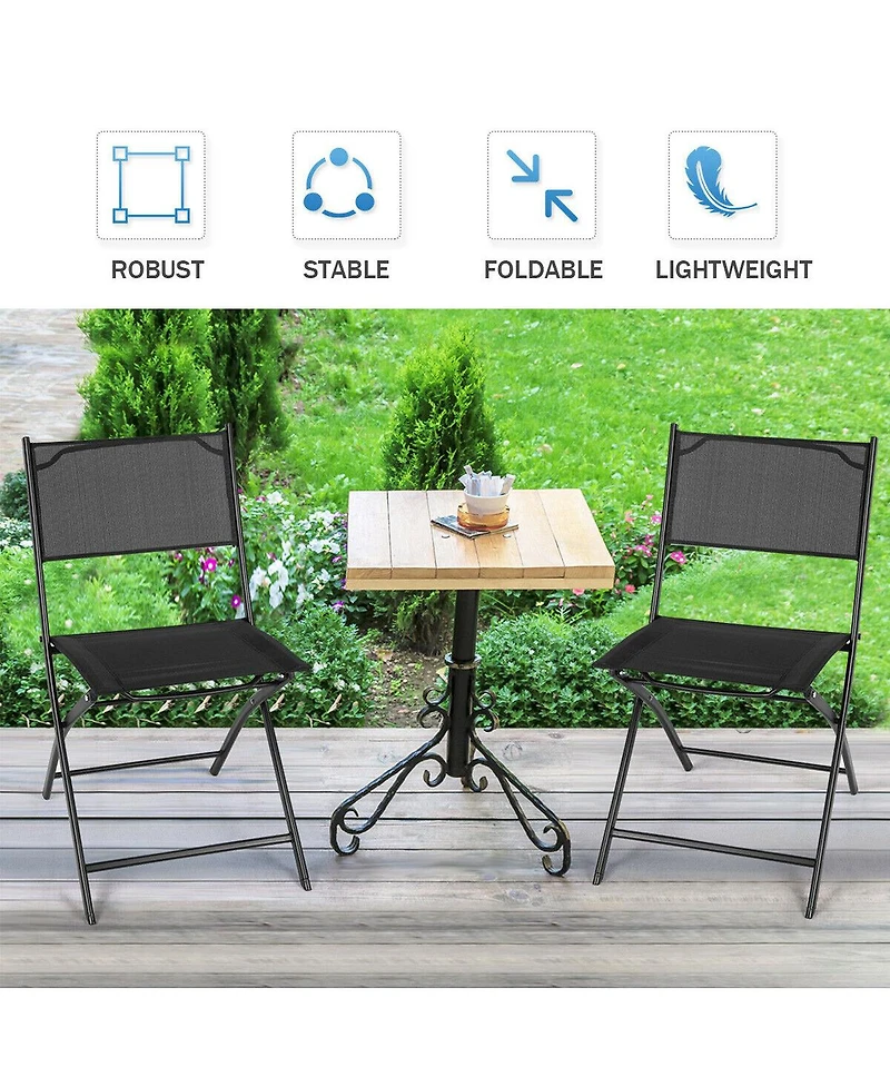 Costway Set of 4 Outdoor Patio Folding Chairs Camping Deck Garden Pool Beach Furniture