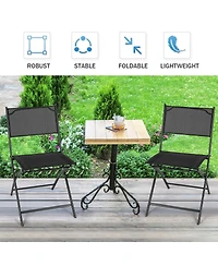 Costway Set of 4 Outdoor Patio Folding Chairs Camping Deck Garden Pool Beach Furniture