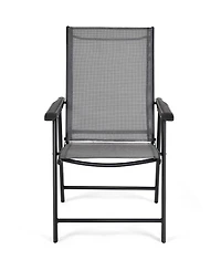 Costway Set of 4 Outdoor Patio Folding Chairs Camping Deck Garden Pool Beach W/Armrest