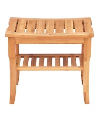 Bamboo Shower Seat Bench Bathroom Spa Bath Organizer Stool with Storage Shelf