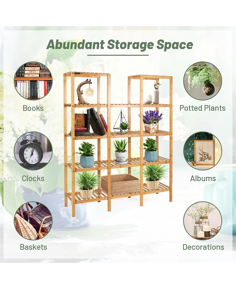Multifunctional Bamboo Shelf Flower Plant Stand Display Storage Rack Unit Closet