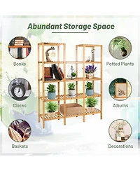 Multifunctional Bamboo Shelf Flower Plant Stand Display Storage Rack Unit Closet