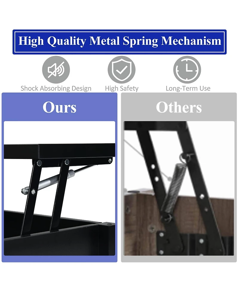 Costway Lift Top Coffee Table w/ Hidden Compartment and Storage Shelves