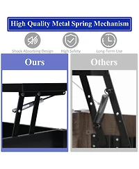 Costway Lift Top Coffee Table w/ Hidden Compartment and Storage Shelves