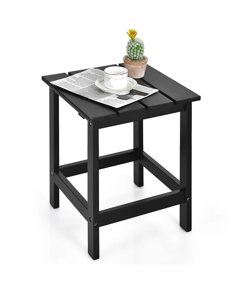 2 Pcs Patio 15'' End Side Coffee Table Square Wooden Slat Deck