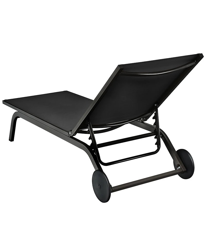 Costway Outdoor Patio Lounge Chair Chaise Reclining Aluminum Fabric Adjustable